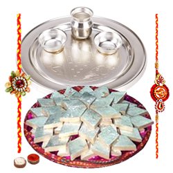 Appealing Haldirams Badam Katli and Silver Plated Thali with 2 Free Rakhi Roli Tilak and Chawal for your Precious Brother on the Occasion of Rakhi Appealing Haldirams Badam Katli and Silver Plated Thali with 2 Free Rakhi Roli Tilak and Chawal for your Precious Brother on the Occasion of Rakhi