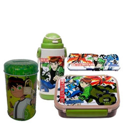 Beautiful Collection of Ben 10 Tiffin Box, Pencil Box and Watter Bottle in a Hamper Beautiful Collection of Ben 10 Tiffin Box, Pencil Box and Watter Bottle in a Hamper