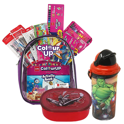 Wonderful Sipper Bottle with Tiffin Box N Cello ColourUp Hobby Bag Set Wonderful Sipper Bottle with Tiffin Box N Cello ColourUp Hobby Bag Set