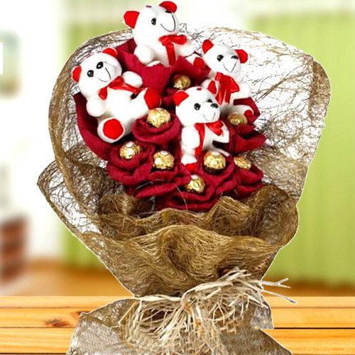 Remarkable Teddy N Ferrero Rocher Chocolate Bouquet Remarkable Teddy N Ferrero Rocher Chocolate Bouquet