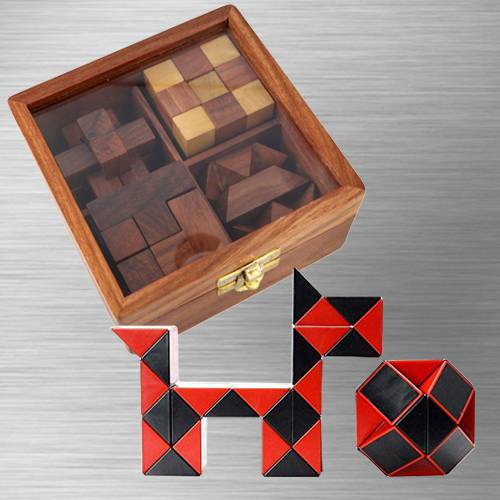 Exclusive 4 in 1 Wooden Puzzle Games Set with Cubelelo ShengShou Cube