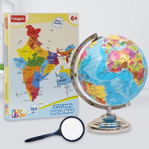 Wonderful Funskool Map Puzzle N Rotating World Globe