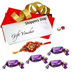 Shoppers Stop Gift E Vouchers Worth Rs. 2000 and Chocolate with Rakhi and Roli Tilak Chawal Shoppers Stop Gift E Vouchers Worth Rs. 2000 and Chocolate with Rakhi and Roli Tilak Chawal