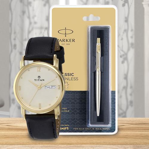 Exclusive Titan Watch and Parker Pen for Dad Exclusive Titan Watch and Parker Pen for Dad
