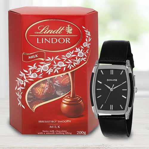 Exclusive Sonata Analog Mens Watch N Lindt Chocolate Exclusive Sonata Analog Mens Watch N Lindt Chocolate
