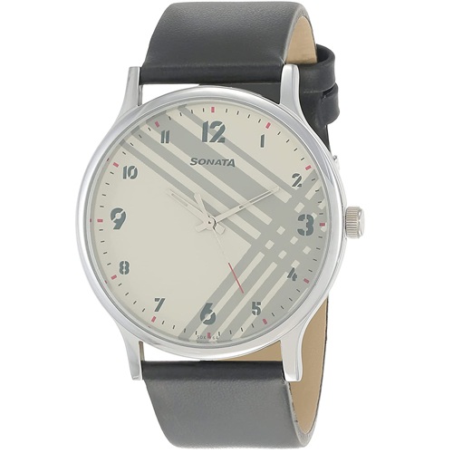 Impressive Sonata Smart Plaid White Dial Mens Watch Impressive Sonata Smart Plaid White Dial Mens Watch