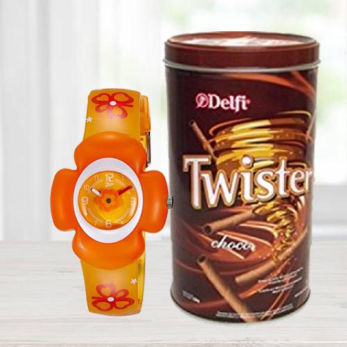 Amazing Zoop Analog Watch N Delfi Twister Chocolate Wafer Amazing Zoop Analog Watch N Delfi Twister Chocolate Wafer