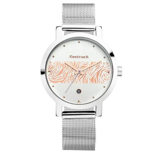 Attractive Fastrack Animal Print Silver Dial Womens Watch