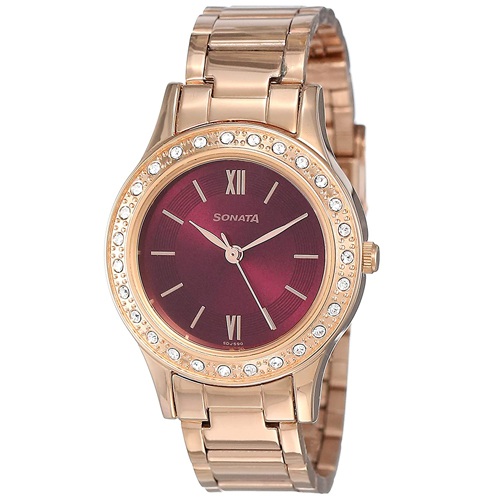 Finest Sonata Blush It Up Analog Red Dial Womens Watch