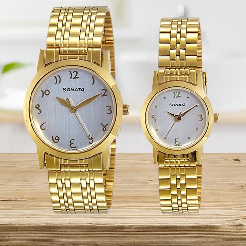 Wonderful Sonata Analog White Dial Couples Watch