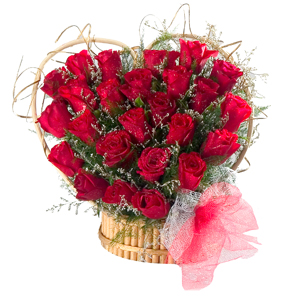 Artistic Heart Made Arrangement of 24 Red Roses Artistic Heart Made Arrangement of 24 Red Roses