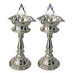 Puja Items Silver Plated Lamp Set Puja Items Silver Plated Lamp Set